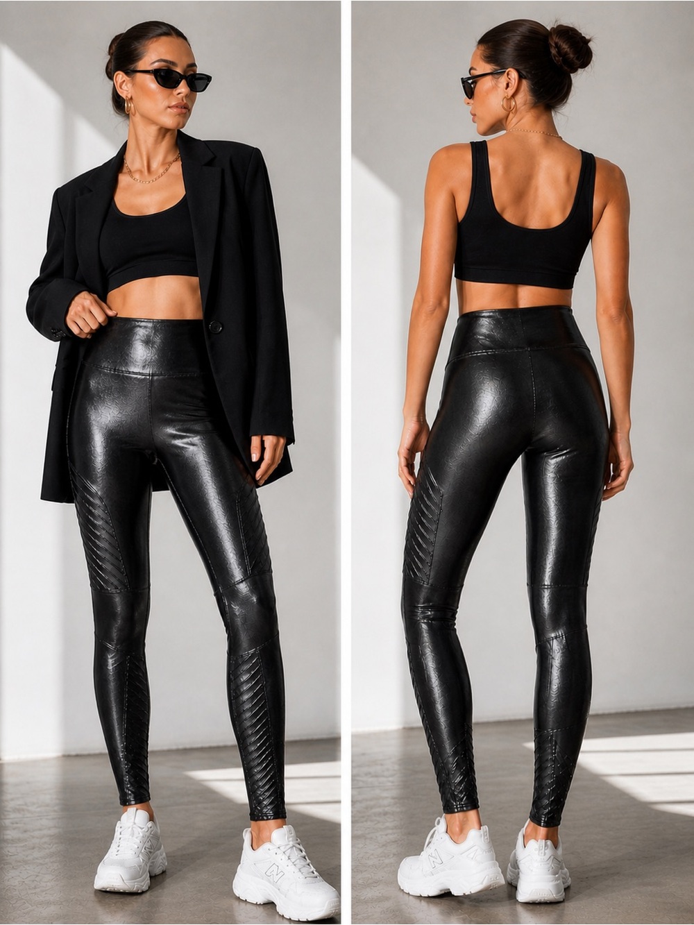Spanx Faux Leather Moto‎ Leggings Black High Waist Size M